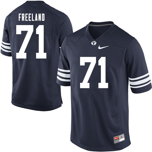 Men #71 Blake Freeland BYU Cougars College Football Jerseys Sale-Navy